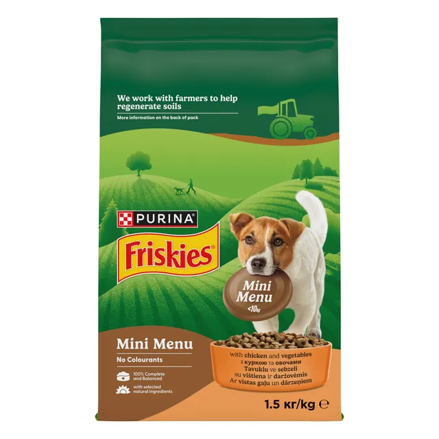 Sausas mažų veislių šunų ėdalas FRISKIES su vištiena, 1,5 kg