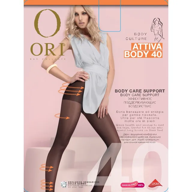 Moteriškos pėdkelnės ORI ATTIVA BODY 40 DEN, 4 dydis, spalva NERO