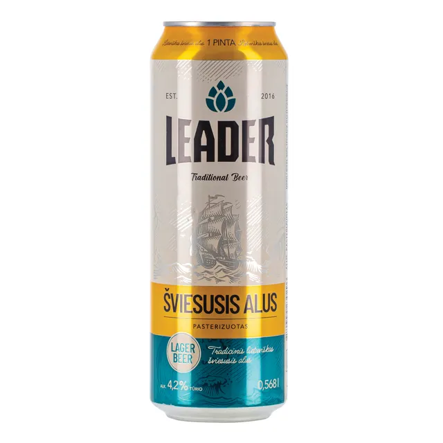 Šviesusis alus LEADER (4,2%), 568 ml
