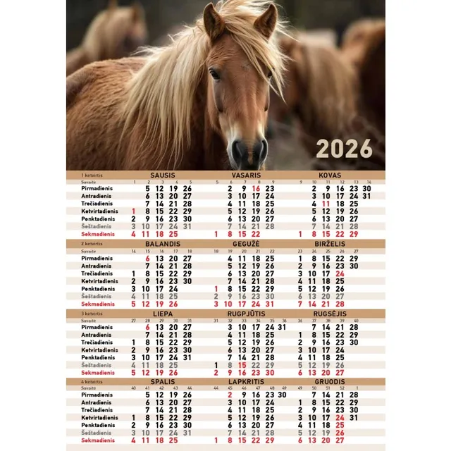 Kalendorius 2026 M. 1 LAPO A4