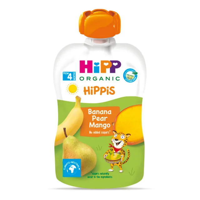 Ekologiška bananų, kriaušių, mangų tyrelė nuo 4 mėn. HIPP, 100 g