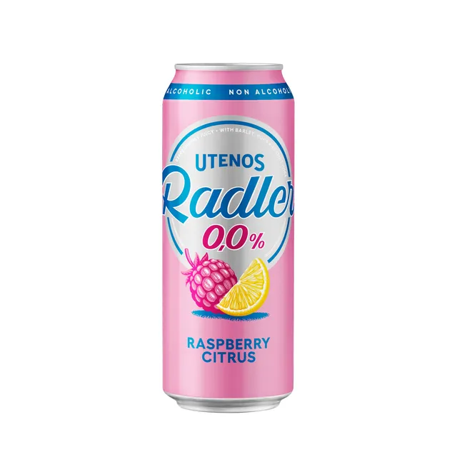 Nealkoholinis alaus kokteilis citrinų ir aviečių skonio UTENOS RADLER 0,5%, 500 ml