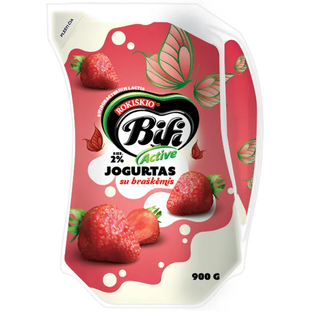 Jogurtas BIFI ACTIVE su braškėmis, 2 % rieb., 900 g