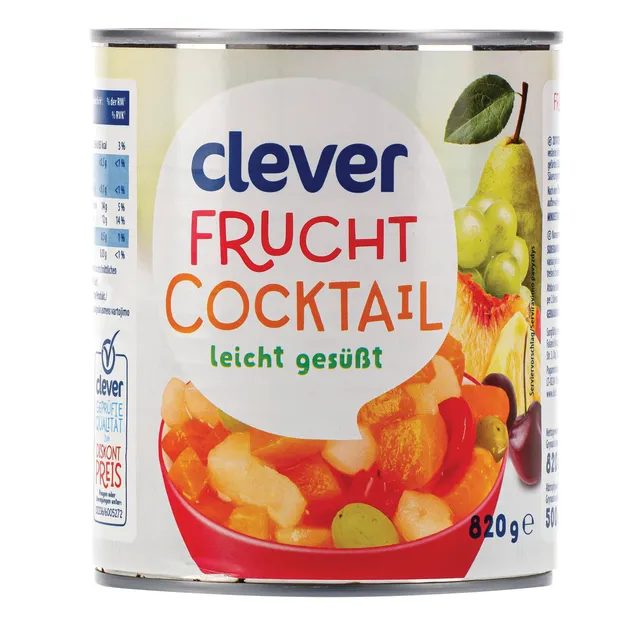 Konservuotas penkių vaisių mišinys sirupe CLEVER, 820 g