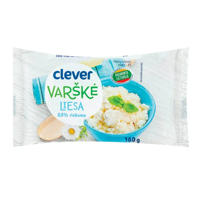 Varškė liesa 0,5% rieb. CLEVER, 180 g