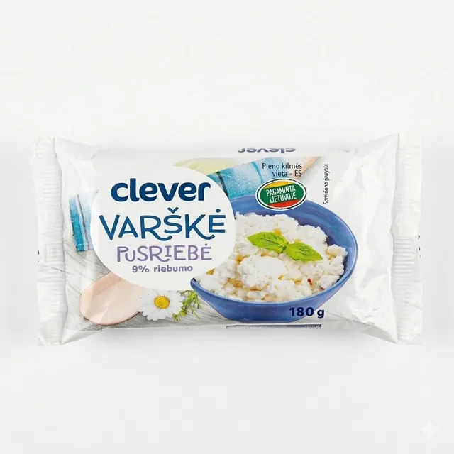 Varškė 9% rieb. CLEVER, 180 g