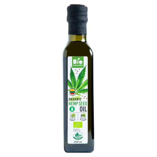Ekologiškas kanapių sėklų aliejus BIONATURALIS, 250 ml