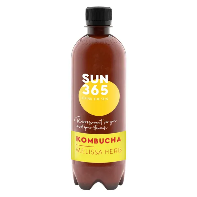 Ekologiškas gazuotas gaivusis arbatos gėrimas SUN365 KOMBUCHA MELISSA HERB, 500 ml