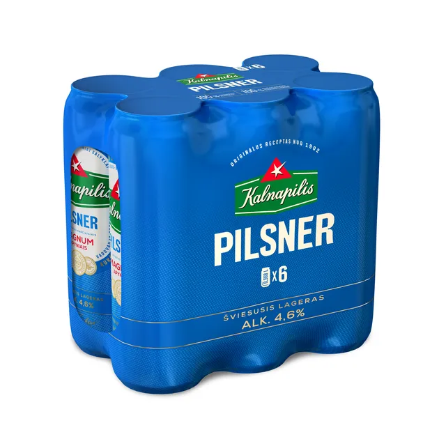Alus šviesusis lageris KALNAPILIS PILSNER 4,6%, 6 x 568 ml