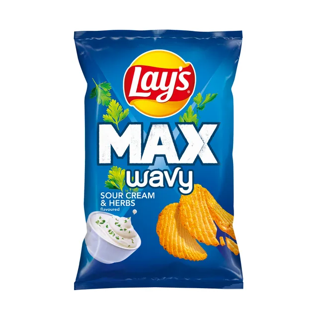 Grietinės ir prieskoninių žolelių skonio bulvių traškučiai LAY'S MAX WAVY, 120 g