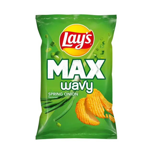 Žaliujų svogūnų skonio bulvių traškučiai LAY'S MAX WAVY, 120 g