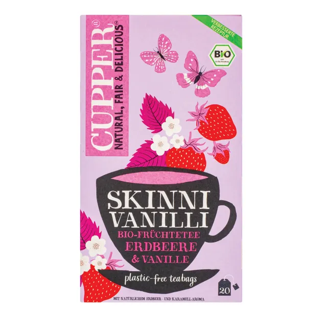 Ekologiška braškių ir vanilės arbata CUPPER, 20 vnt.