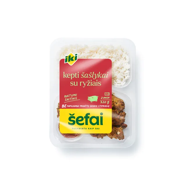 Kepti ŠAŠLYKAI su ryžiais IKI ŠEFAI, 320 g