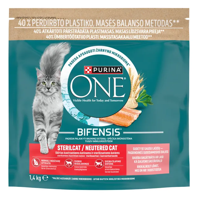 Ėdalas katėms One Sterilcat su lašiša sausas 1,5kg