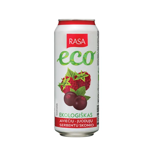 Aviečių ir juodųjų serbentų skonio gazuotas gaivusis gėrimas su sultimis RASA ECO, 500 ml