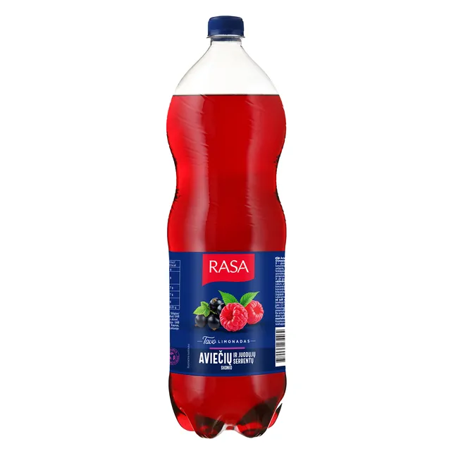 Aviečių ir juodųjų serbentų skonio gazuotas gaivusis gėrimas RASA, 2 l