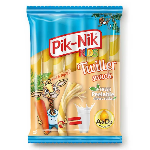 Šviežios plėšomos sūrio dešrelės PIK NIK KIDS TWILLER, 40% rieb., 160 g