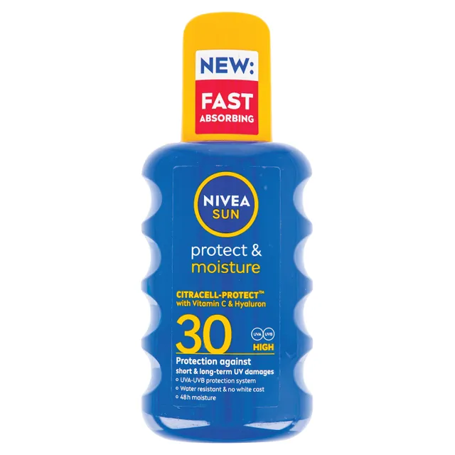 Drėkinantis apsauginis purškiamas losjonas nuo saulės, SPF30 NIVEA SUN PROTECT & MOISTURE, 200 ml