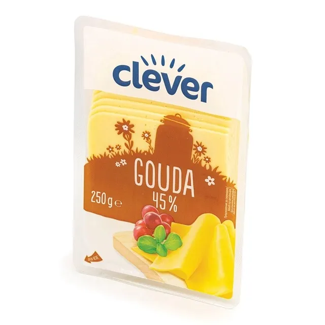 Sūris CLEVER GOUDA 45% riebumo, riekutėmis, 250 g