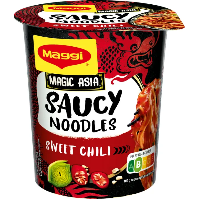 Greitai paruošiami makaronai su padažu saldžiarūgščio čili skonio MAGGI, 75g