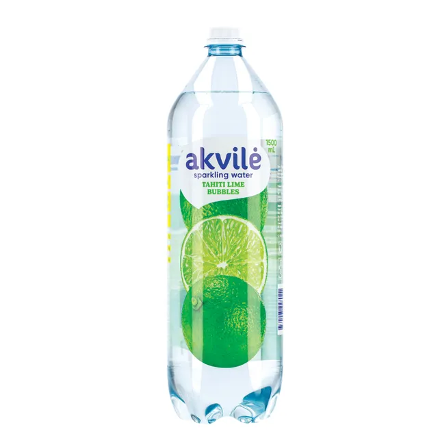 Lengvai gazuotas vanduo AKVILĖ su žalios citrinos aromatu, 1,5 l