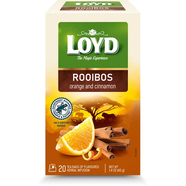 Raudonoji arbata apelsinų cinamono skonio LOYD LDS, 20 vnt.