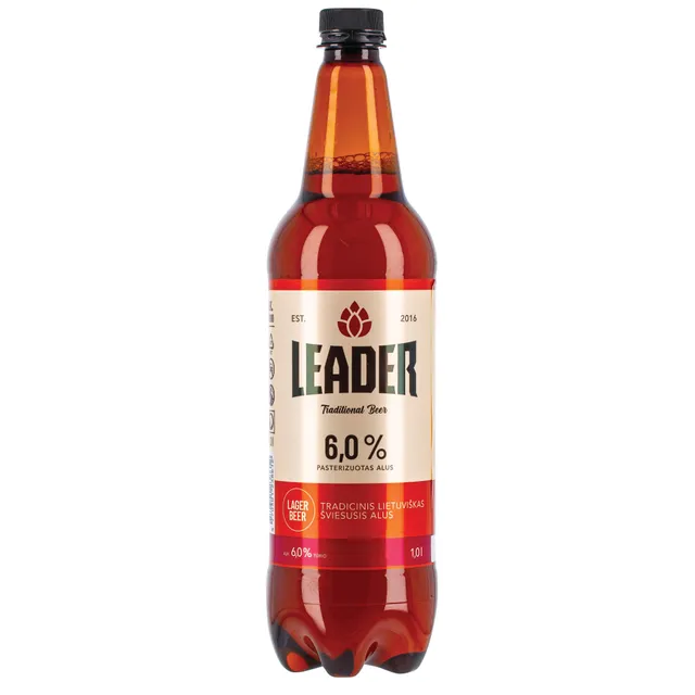 Šviesusis alus LEADER STIPRESNIS 6%, 1 l