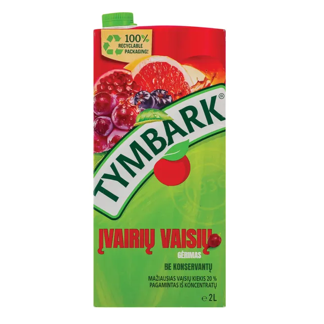 Įvairių raudonųjų vaisių gėrimas TYMBARK 20%, 2 L