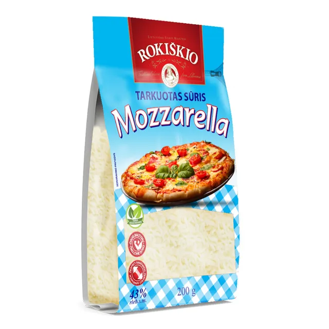Tarkuotas sūris ROKIŠKIO MOZZARELLA 43% rieb. s.m., 200 g