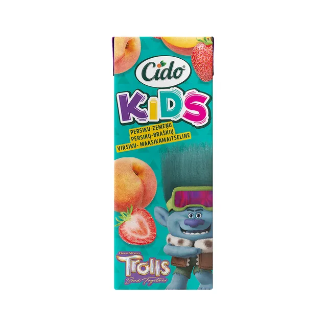 Persikų ir braškių skonio sulčių gėrimas CIDO KIDS, 200 ml