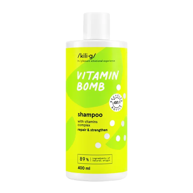 Plaukus stiprinantis šampūnas su vitaminų kompleksu KILIG VITAMIN BOMB, 400 ml