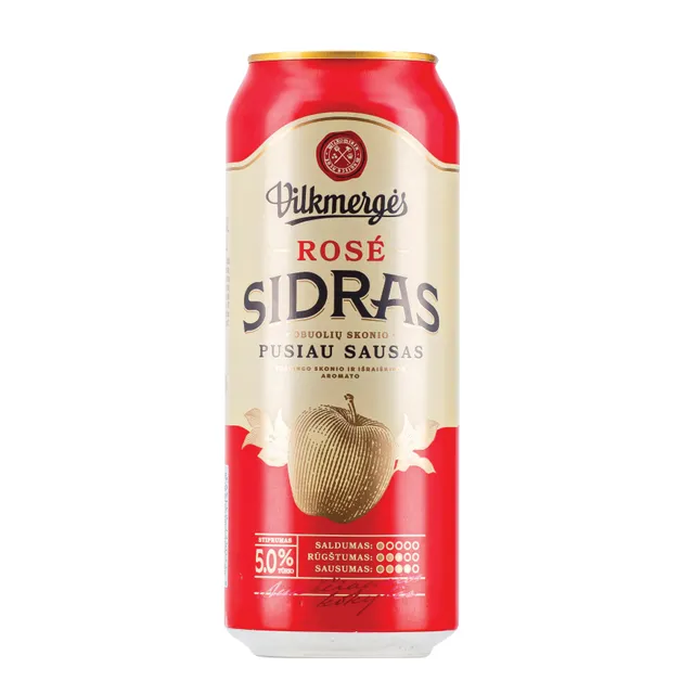 Pusiau sausas sidras VILKMERGĖS ROSE, 0,5 l