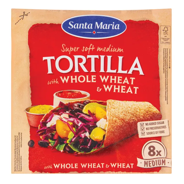 Tortilijos su visų grūdo dalių miltais SANTA MARIA, 320 g