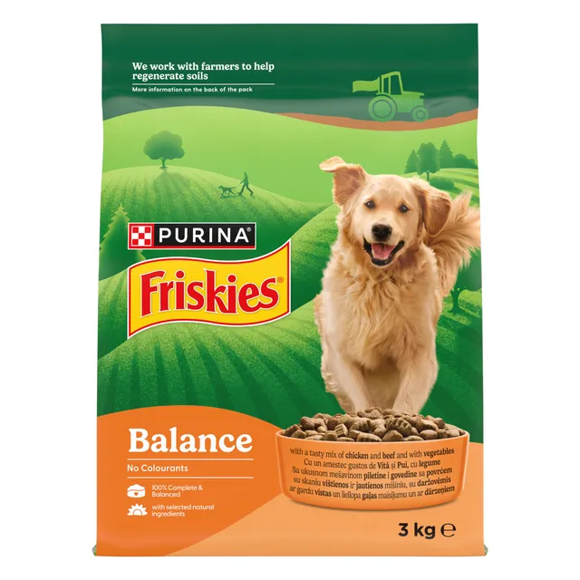 Sausas šunų ėdalas FRISKIES Balance su vištiena ir daržovėmis, 3 kg