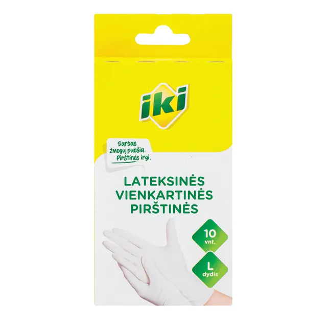 Vienkartinės, lateksinės pirštinės IKI L dydis, 10 vnt.