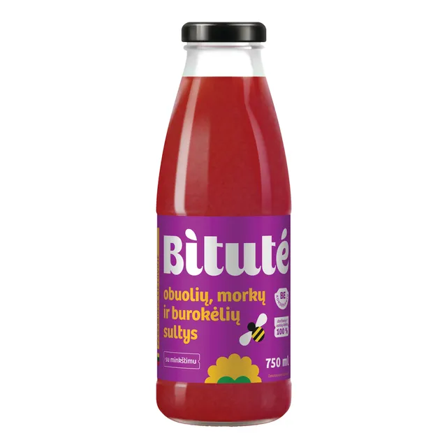 Obuolių, morkų ir burokėlių sultys su minkštimu IKI ŪKIS, 750 ml