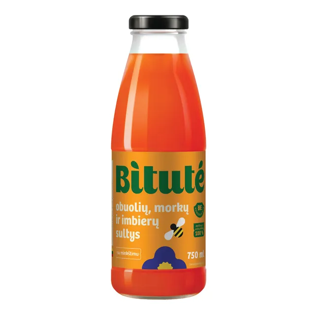 Obuolių, morkų ir imbierų sultys su minkštimu IKI ŪKIS, 750 ml