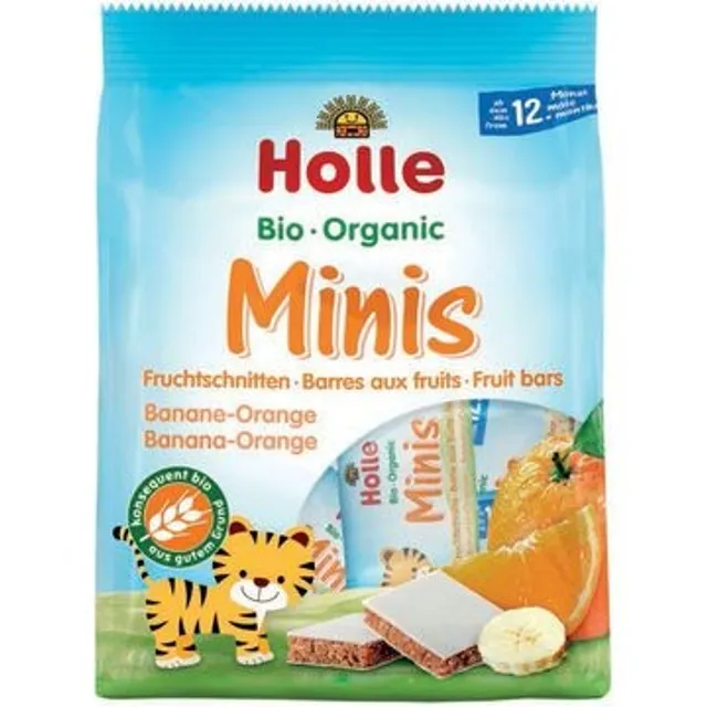 Mini batonėliai su bananais ir apelsinais HOLLE, 100 g