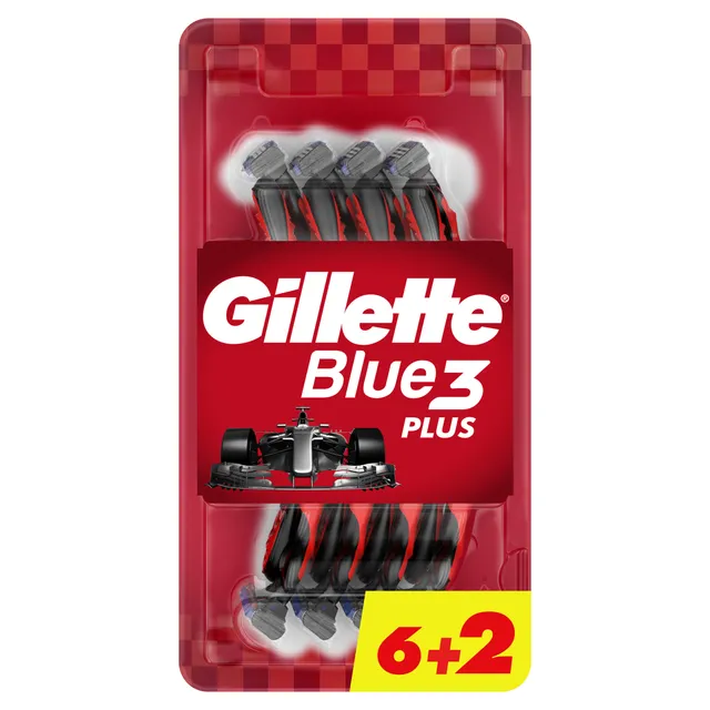 Vienkartiniai skustuvai GILLETTE BLUE 3 Plus Red, 6+2vnt