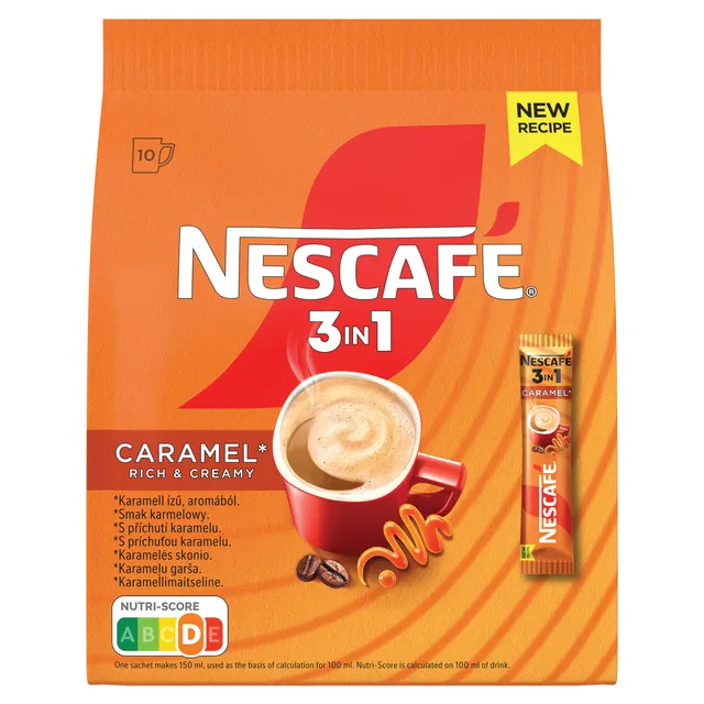 Karamelės skonio kavos gėrimas 3in1 NESCAFE, 10 vnt.