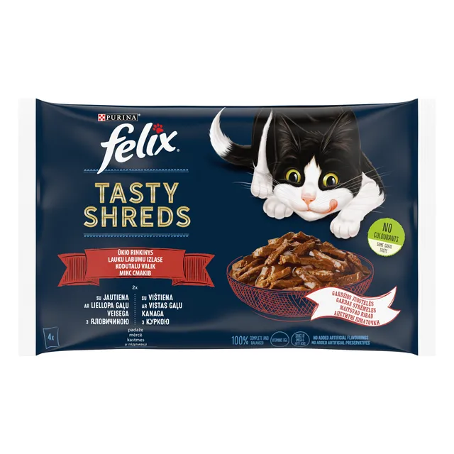Mėsos rinkinys katėms FELIX TASTY SHREDS, 320 g
