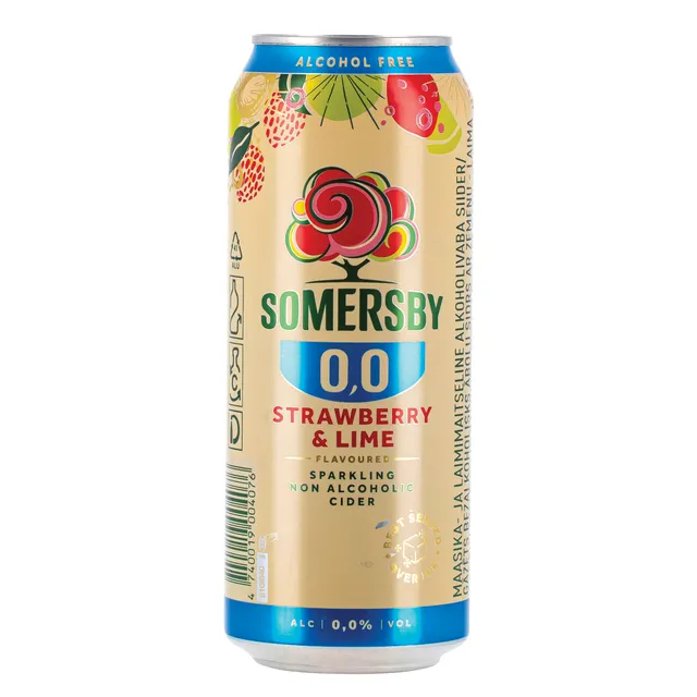 Nealkoholinis sidras Somersby Braškių+Laimo 0,5L