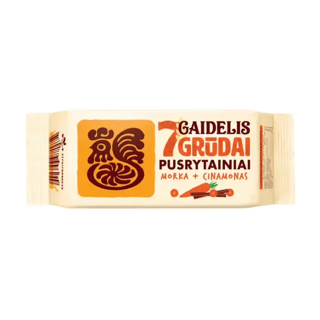 Sausainiai GAIDELIS 7 grūdai pusrytainiai morka + cinamonas, 160 g