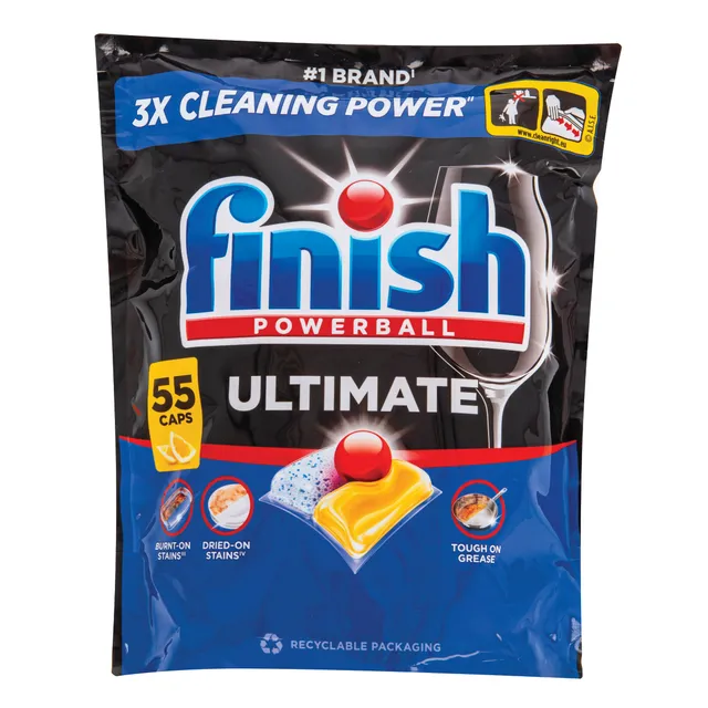 Indaplovių kapsulės FINISH ULTIMATE LEMON, 55 vnt.