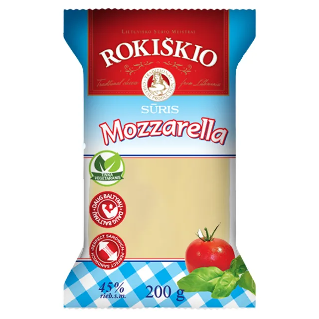 Fermentinis sūris ROKIŠKIO Mozzarella 45% rieb., 200 g