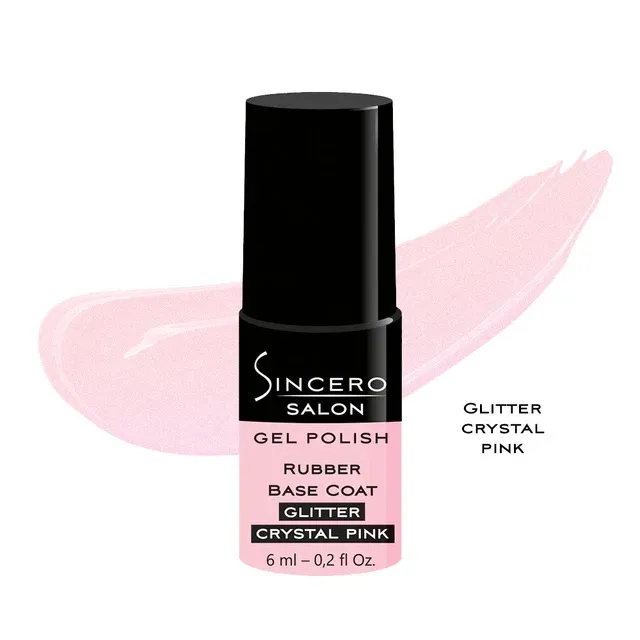 Rubber bazė glitter crystal pink 6ml SINCERO SALON