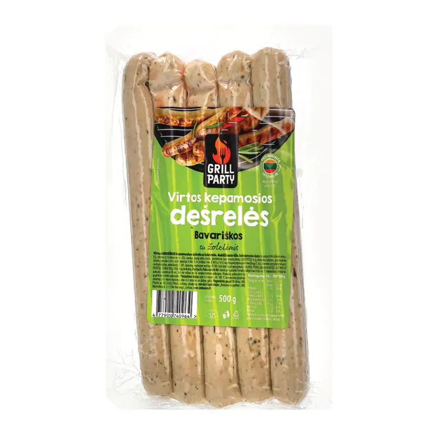 Virtos "Bavariškos" kepamosios dešrelės su žolelėmis vakuume 500g.