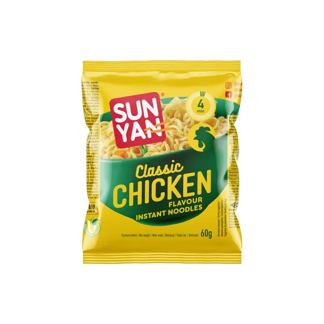 Greitai paruošiami makaronai SUN YAN su vištienos skonio sultiniu, 60 g