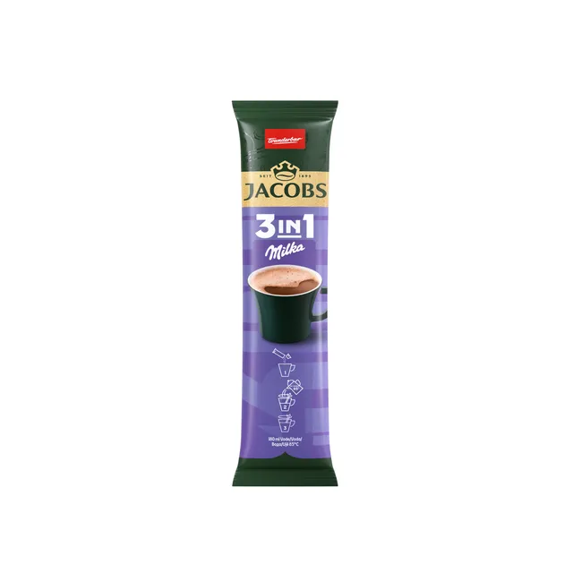 Tirpios kavos gėrimas JACOBS MILKA 3IN1, 18 g
