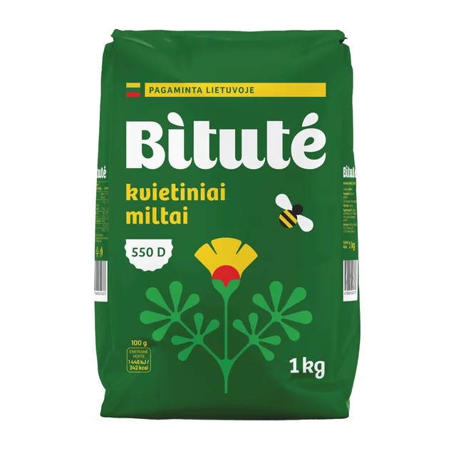 Kvietiniai miltai IKI 550 D, 1 kg